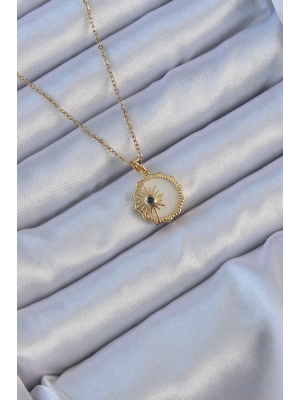 ® 316L Çelik Altın Renk Zirkon Taşlı Mineli Kutup Yıldızı Kolye