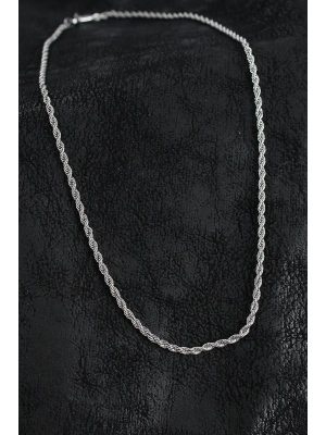 ® 316L Çelik Burgu Zincir Model Gümüş Renk Erkek Kolye