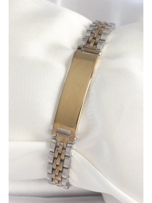 ® 316L Çelik Gold Gümüş Renk Kalın Zincir Künye Model Erkek Bileklik