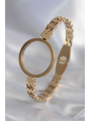 ® 316L Çelik Gold Renk Arpa İşleme Açılabilir Fanus Model Kadın Kelepçe