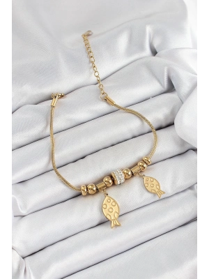 ® 316L Çelik Gold Renk Balık Model Kadın Bileklik