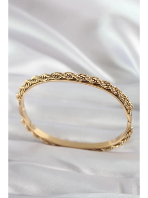 ® 316L Çelik Gold Renk Burgu Zincir Model Kadın Kelepçe