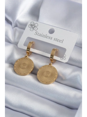 ® 316L Çelik Gold Renk İşleme Detay Kadın Küpe