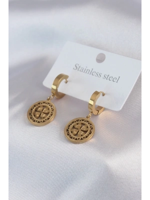 ® 316L Çelik Gold Renk Kalp Model İşleme Detay Kadın Küpe