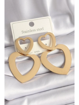 ® 316L Çelik Gold Renk Kalp Model Kadın Küpe