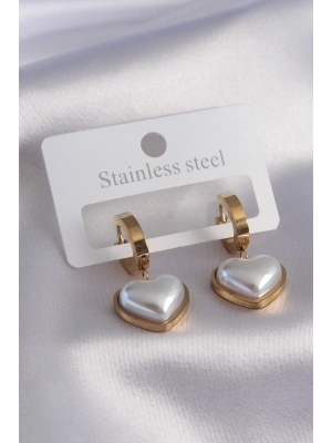 ® 316L Çelik Gold Renk Kalp Model Kadın Küpe