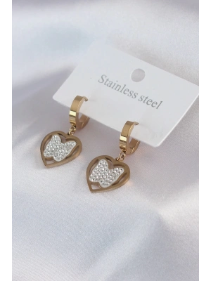 ® 316L Çelik Gold Renk Kelebek Model Zirkon Taş Detay Kadın Küpe