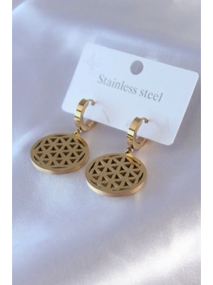 ® 316L Çelik Gold Renk Lotus Model Kadın Küpe