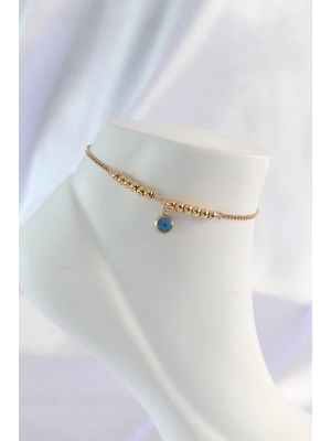 ® 316L Çelik Gold Renk Minimal Nazar Boncuklu Halhal