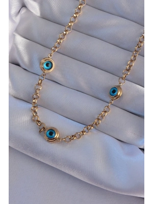 ® 316L Çelik Gold Renk Nazar Boncuk Model Kolye