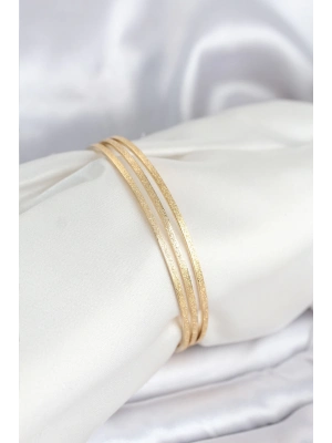 ® 316L Çelik Gold Renk Simli Model Ajda 65 mm Kadın Bileklik