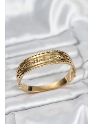 ® 316L Çelik Gold Renk Vintage Model Kadın Kelepçe Bileklik