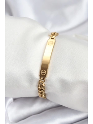 ® 316L Çelik Gold Renk Yazı Yazmaya Uygun Kadın Bileklik