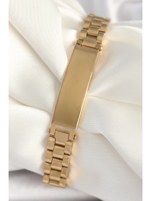 ® 316L Çelik Gold Renk Zincir Künye Model Erkek Bileklik