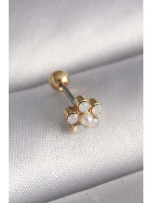 ® 316L Çelik Gold Renk Zirkon Taşlı Çiçek Model Tragus Piercing