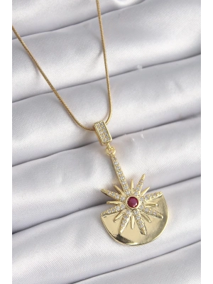 ® 316L Çelik Gold Renk Zirkon Taşlı Yıldız Model Kadın Kolye