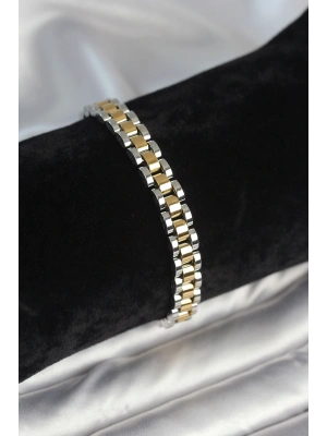 ® 316L Çelik Gold ve Gümüş Renk 7 mm Kalınlık Erkek Bileklik