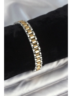 ® 316L Çelik Gold ve Gümüş Renk 9 mm Kalınlık Erkek Bileklik