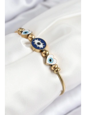 ® 316L Çelik Göz Charm Model Gold Renk Kadın Bileklik