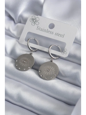 ® 316L Çelik Gümüş Renk Göz İşleme Zirkon Taş Detay Kadın Küpe