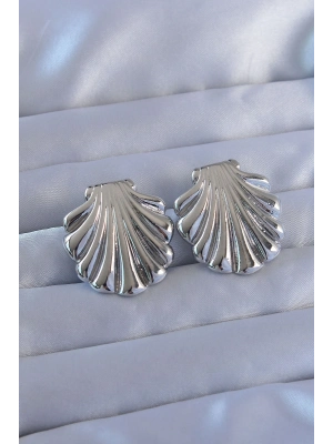 ® 316L Çelik Gümüş Renk İstiridye Model Küpe