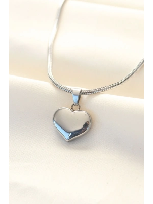 ® 316L Çelik Gümüş Renk Kalp Kolye