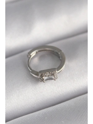 ® 316L Çelik Gümüş Renk Kare Zirkon Taşlı Tragus Piercing