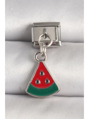 ® 316L Çelik Gümüş Renk Karpuz Dilim Model Nomination Charm