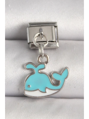 ® 316L Çelik Gümüş Renk Mavi Balina Model Nomination Charm