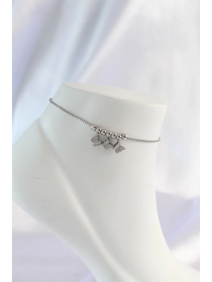 ® 316L Çelik Gümüş Renk Minimal Kelebek Tasarımlı Halhal