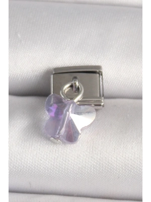 ® 316L Çelik Gümüş Renk Mor Zirkon Taşlı Nomination Charm