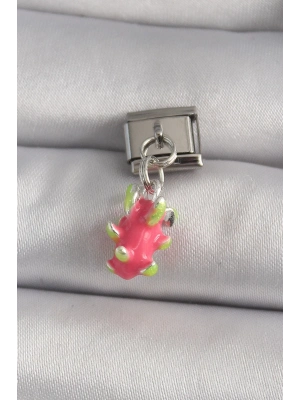 ® 316L Çelik Gümüş Renk Sallantı Ejder Meyvesi Model Nomination Charm