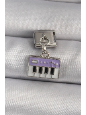 ® 316L Çelik Gümüş Renk Sallantı Mor Piyano Figür Nomination Charm