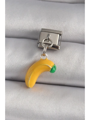 ® 316L Çelik Gümüş Renk Sallantı Muz Model Nomination Charm