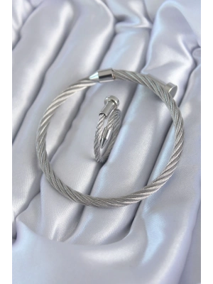 ® 316L Çelik Gümüş Renk Sarmal Model Erkek Bileklik Yüzük Kombini