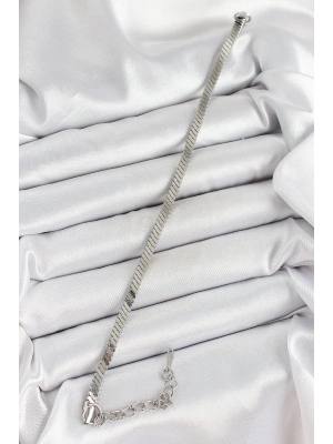 ® 316L Çelik Gümüş Renk Yassı Zincir Model Kadın Bileklik