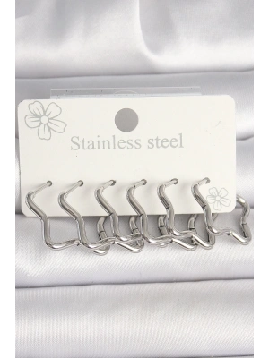 ® 316L Çelik Gümüş Renk Yıldız Model Kadın Küpe Seti