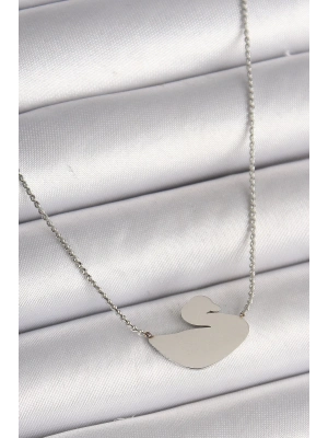 ® 316L Çelik Gümüş Renk Zincir Kuğu Model Kadın Kolye