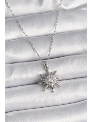 ® 316L Çelik Gümüş Renk Zincir Zirkon Taşlı Güneş Model Kadın Yüzük