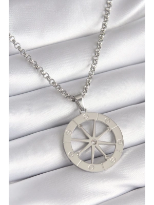 ® 316L Çelik Gümüş Renk Zirkon Taşlı Rüya Kapanı Model İşeme Detay Kadın Kolye