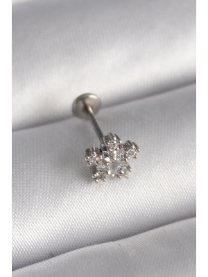 ® 316L Çelik Gümüş Renk Zirkon Taşlı Yıldız Model Tragus Piercing