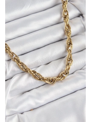 ® 316L Çelik Halat Model Gold Renk Kadın Kolye