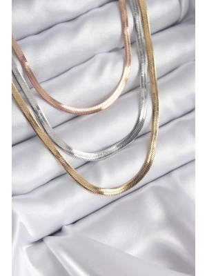 ® 316L Çelik Mix Renk İtalyan Zincir Model Kadın Kolye