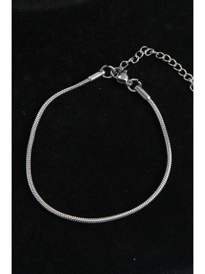 ® 316L Çelik Oval İtalyan Model Gümüş Renk Erkek Bileklik