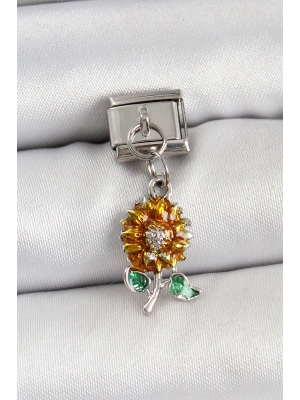 ® 316L Çelik Sallantılı Ayçiçeği Model Gümüş Renk Nomination Charm