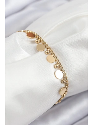 ® 316L Çelik Sıralı Pul Model Gold Renk Kadın Bileklik