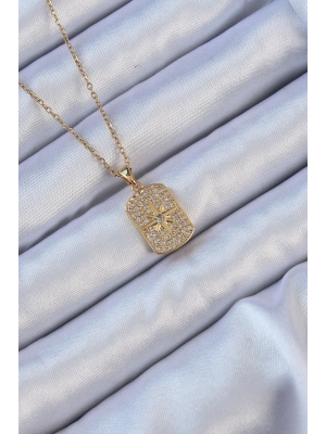 ® 316L Çelik Zincir Altın Renk Zirkon Taşlı Kutup Yıldızlı Vintage Kolye