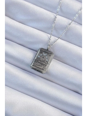 ® 316L Çelik Zincir Eskitme Gümüş Renk Ay Figürlü Tarot Kolye