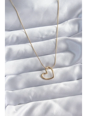 ® 316L Çelik Zincir Gold Renk Kalp Model Kadın Kolye