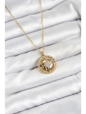 ® 316L Çelik Zincir Gold Renk Kutup Yıldızı Model Kadın Kolye